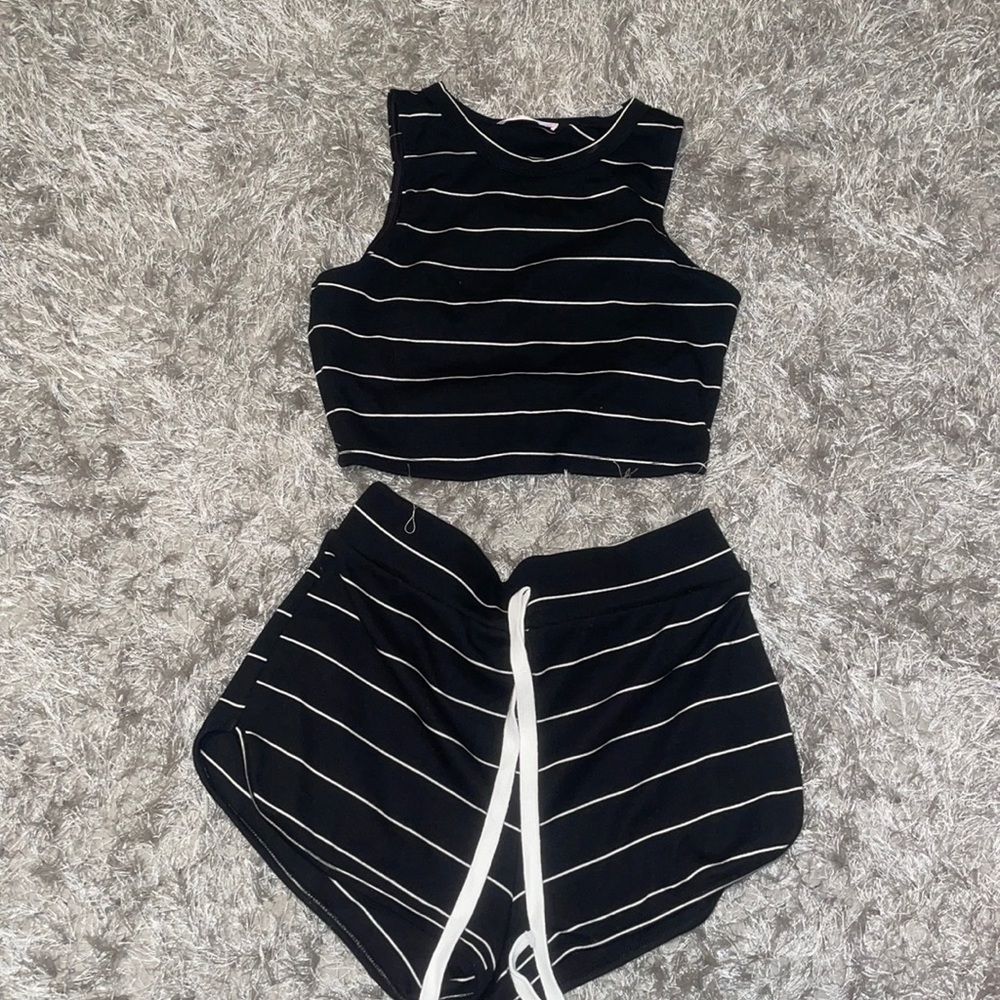 two piece cropped pj set